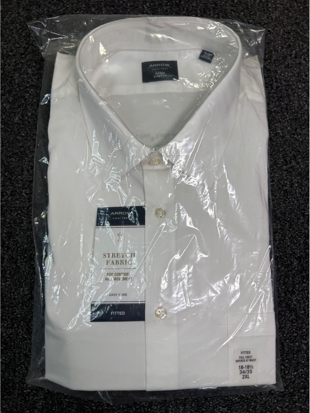 NWT Arrow Men's White Fitted Stretch Fabric Dress Shirt 2XL